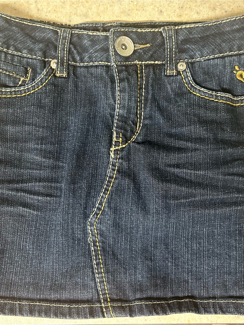 Justice Brand Girls Dark Blue Denim Jean Skort with Contrast Stitching